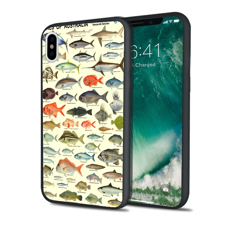 Капа австралийские рыбки милые черные силиконовые чехлы для телефонов iPhone XS Max XR