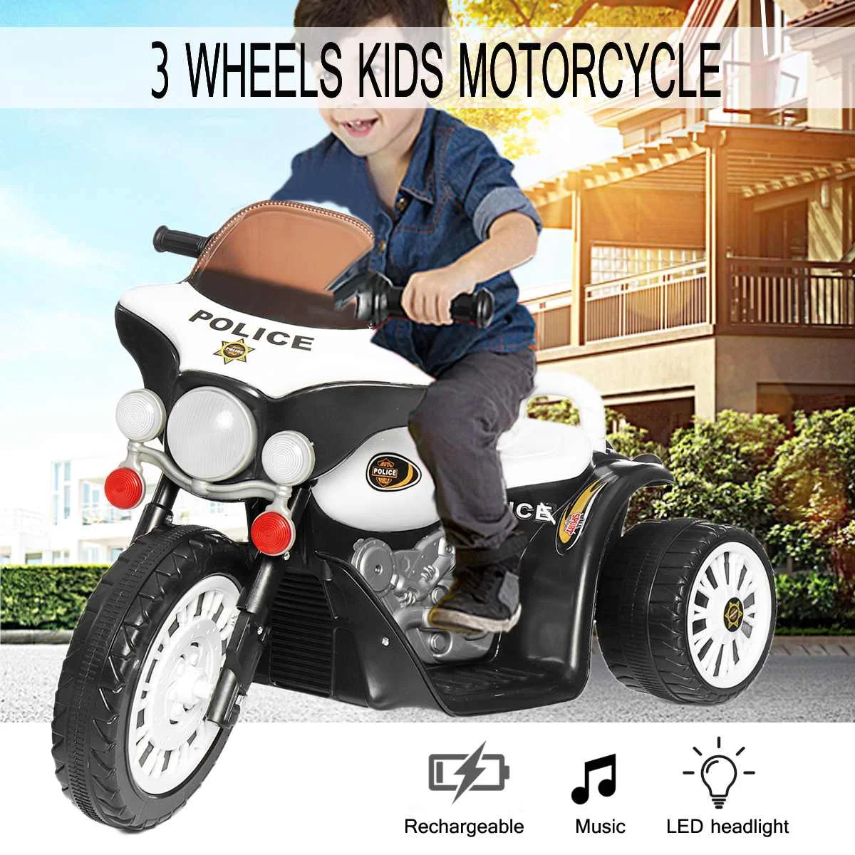 

Electric Kids Motorcycle + Music AU Plug Kids Electric Motorcycle Rechargeable Children Battery Power Scooter Ride On Motor Bike
