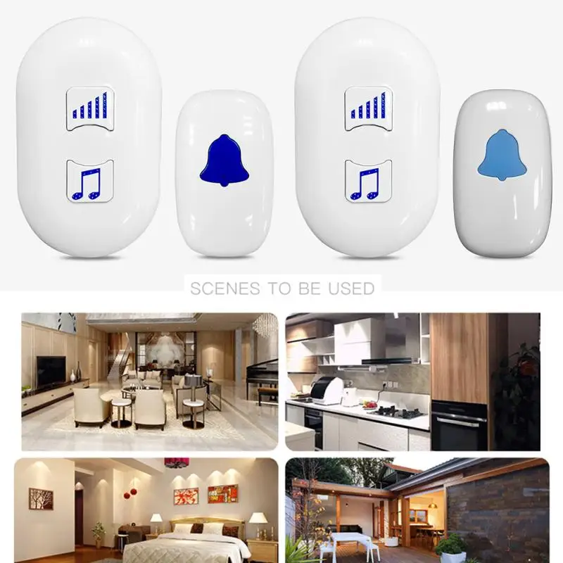 

Digital Wireless Doorbell For Home Durable Remote Transmitter+Receiver US Plug Plug-in Type Waterproof Door Bell