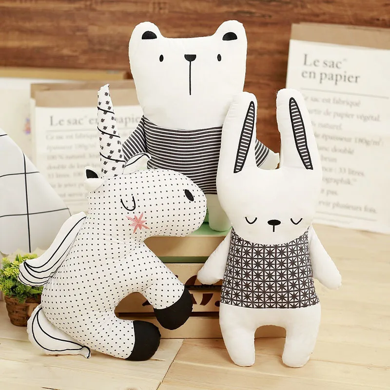 3 модели Nordic стиль плюшевые подушки мультфильм Unicornio Медведь Кролик игрушечные лошадки S Качество ткани brinquedos украшения дома подарки