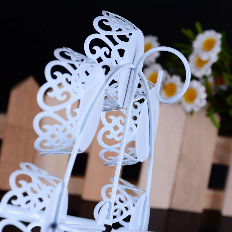 Delfenfen Two Layers Carousel 12Cups White Cake Stands for Wedding Birthday Party Suppliers Cake Sh