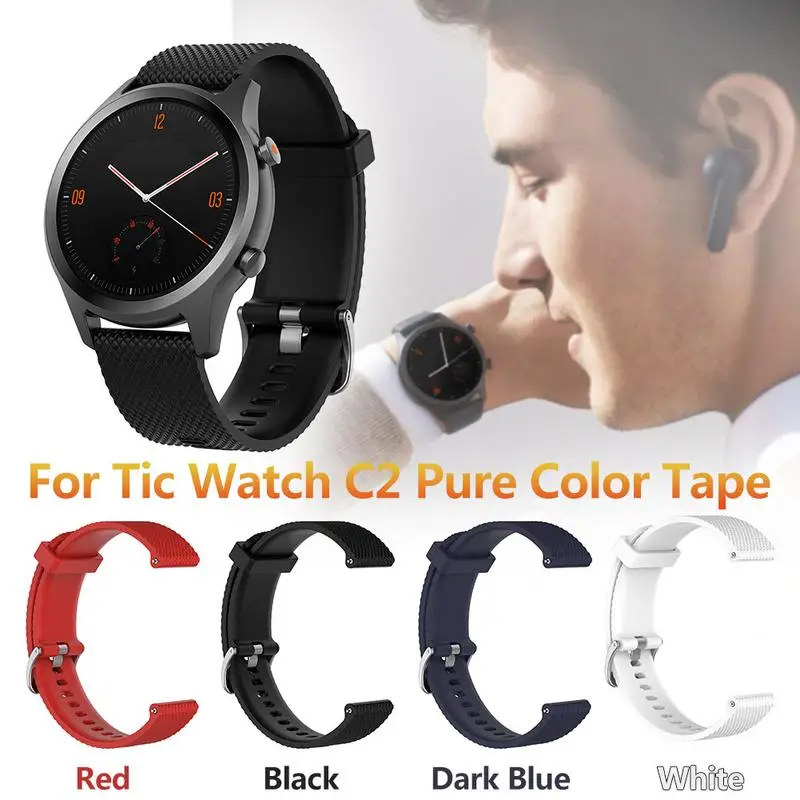 

Watch Men For Tic Watch C2 Solid Color Silicone Replacement Strap 18MM/20MM Ticwatch C2 Watchband Spark Strap Wrist Band
