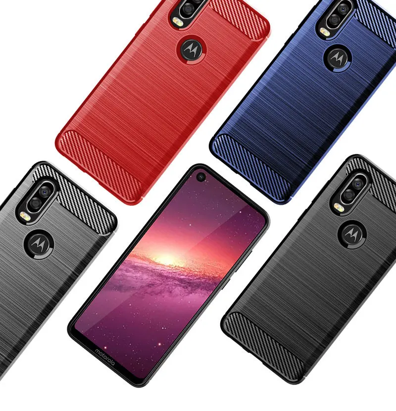 ل موتو واحد الليلية حالة لينة الكربون الألياف جراب هاتف ل موتو واحد الليلية غطاء للصدمات الوفير كامل حماية غطاء من السيليكون