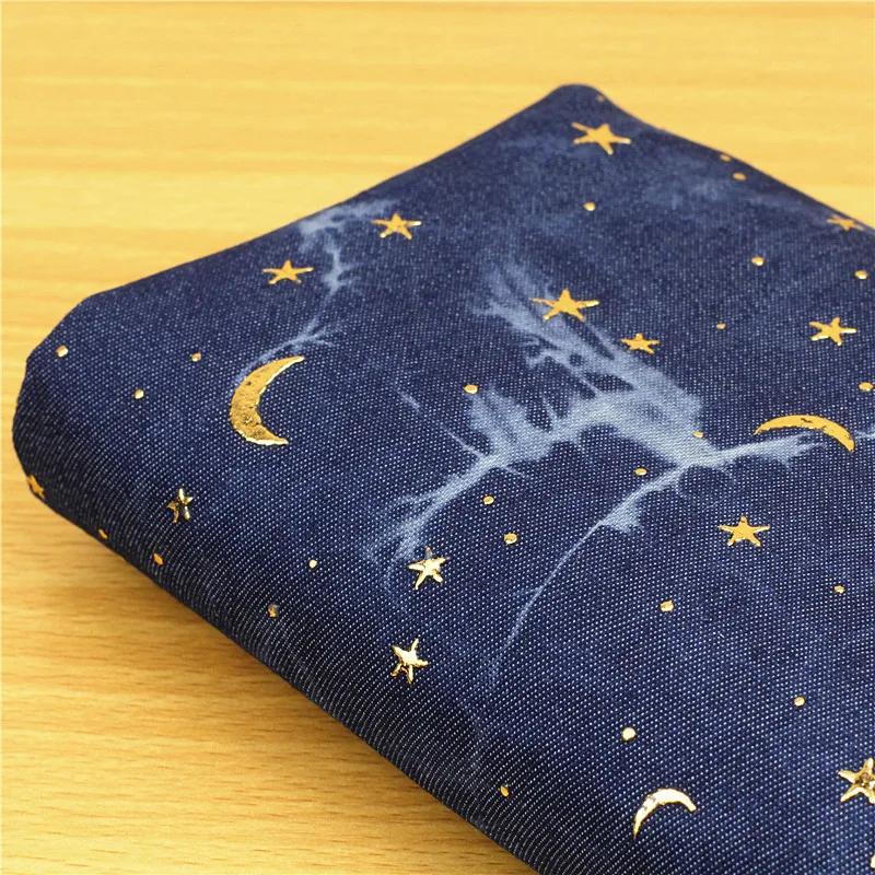 

Bazin Riche Getzner African Fabric Nonwoven Free Shipping The New Hot Stamping Material Moon Stars Cloth Denim Down Jacket S