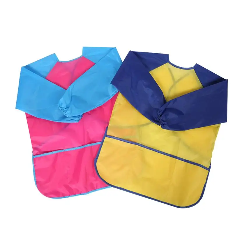 

2pcs Kids Drawing Clothes Children's Gowns Waterproof Anti-dressing Baby Long-sleeved Painting Clothes Bib