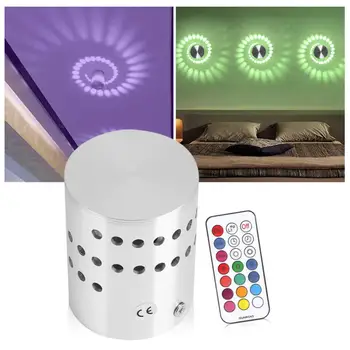 

3W RGB LED Wall Light Party Room Lighting Decor With Remote Control 85-265V applique murale luminaire RGB Wall Lamp Hot Sale