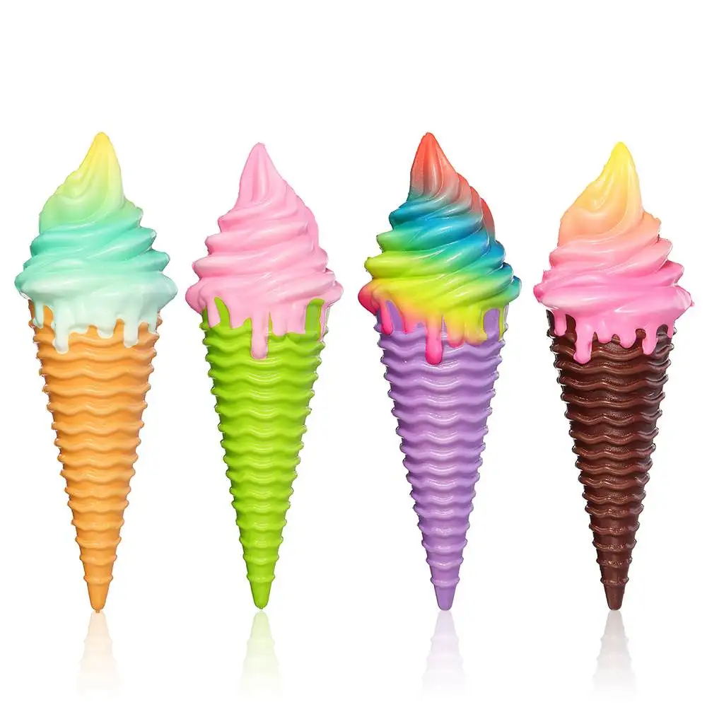 

Kawii Ice Cream for Squishy slow rising Jumbo Kids fun Collection squeeze toy Phone Strap Key landyard Decoration Rainbow Color
