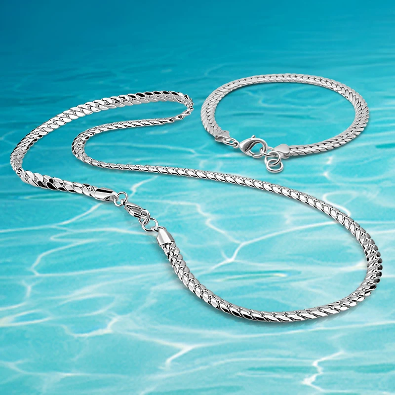 Silver necklacebracelet set