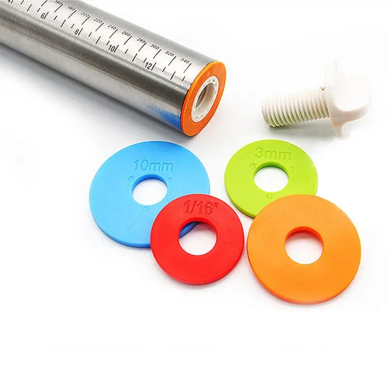 17 inch Stainless Steel Rolling Pin Spacers For Baking Adjustable Thickness Rings Dough Roller