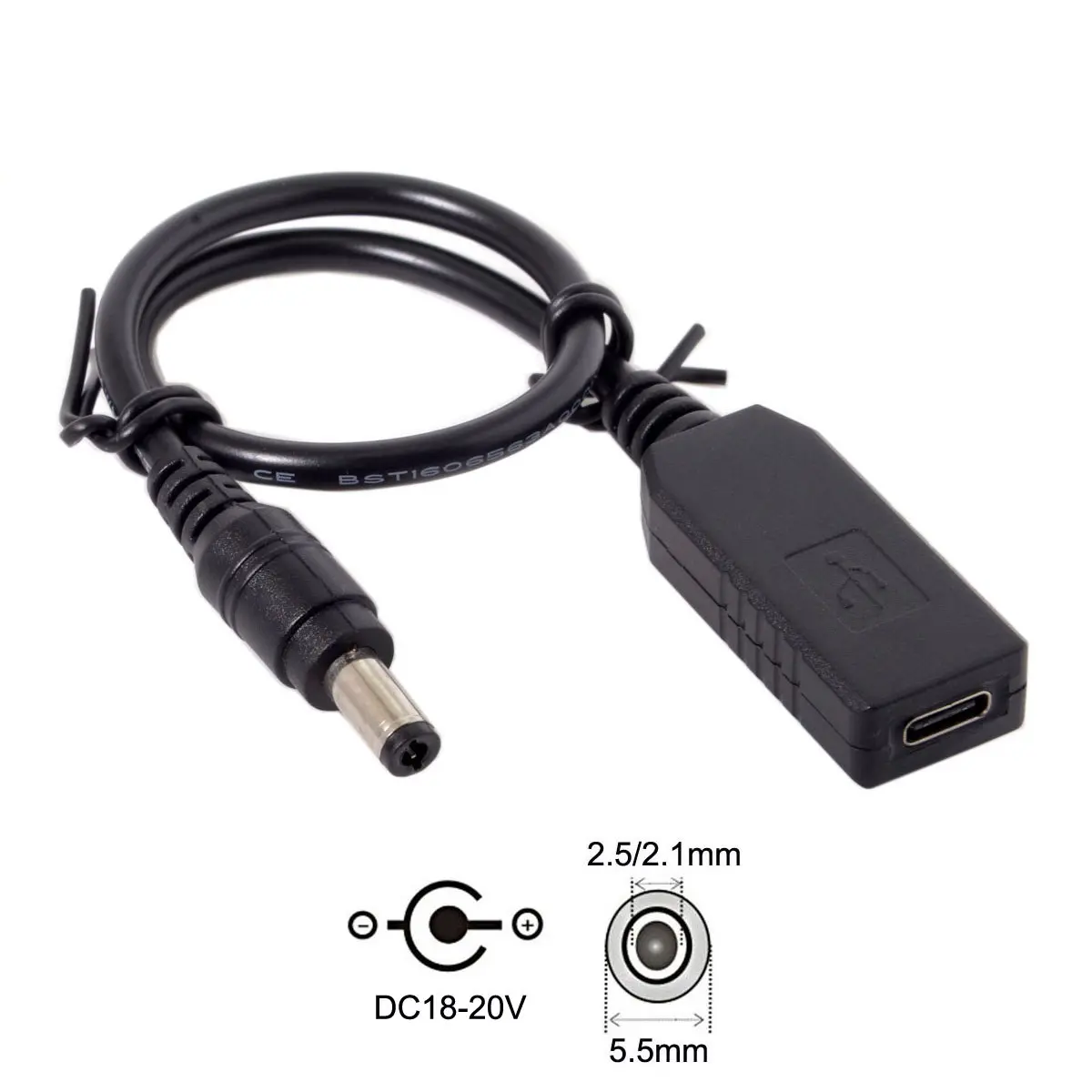 

Xiwai USB-C Type C USB 3.1 to DC 20V 5.5 2.5mm & 2.1mm Power Plug PD Emulator Trigger Charging Cable for Laptop Black