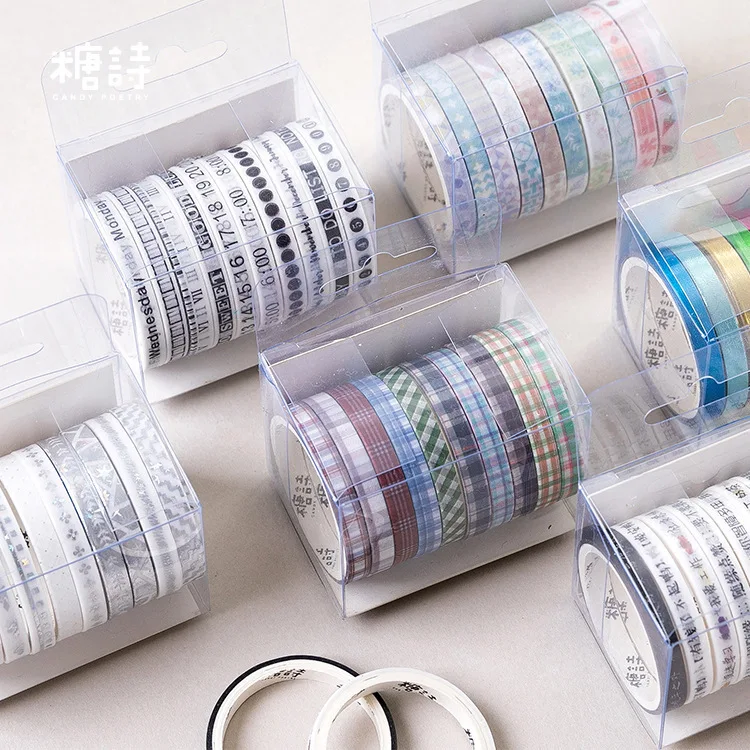 

10PCS Glitter Slim Decorative Adhesive Masking Tapes For Scrapbooking Diy Decorations