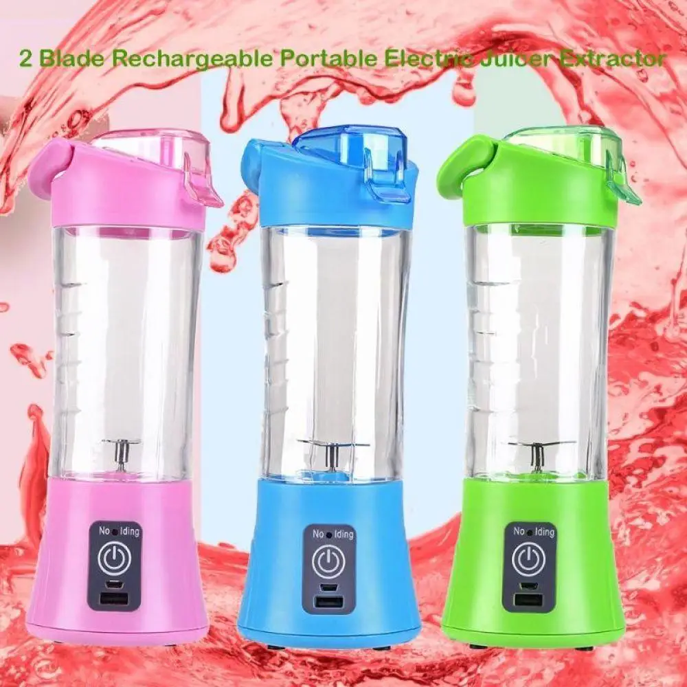 

380ml 2 Blades Mini USB Rechargeable Portable Electric Fruit Juicer Extractor Smoothie Maker Blender Mixer Machine Sports Kettle