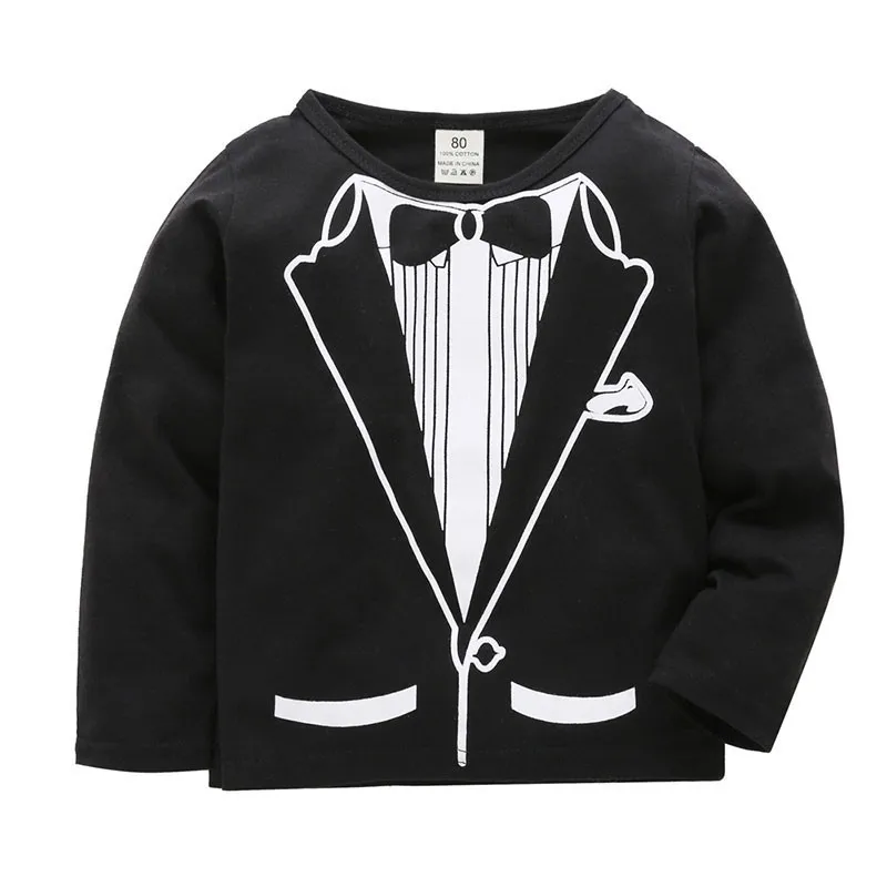 

Baby Boys Tuxedo T-Shirts Casual Cotton Long Sleeves Funny Tshirt Fake Tux Tuxedo Bowtie Suits Crew Neck Tops