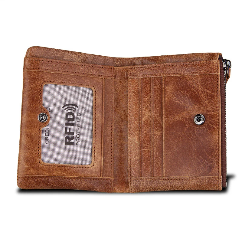 ATAXZOME мужской кошелек из натуральной кожи, короткий кошелек для монет, винтажный бренд, анти-магнитные RFID кошельки, Натуральная Воловья кожа, мужской подарок W3580