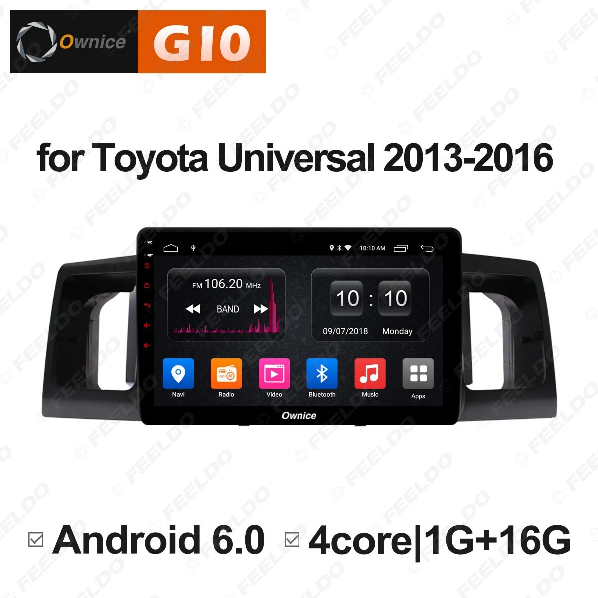 

FEELDO 9" 2.5D Nano IPS Screen Android 6.0 Octa Core/DDR3 2G/32G/4G LTE Car Media Player For Toyota Universal 2013-2016