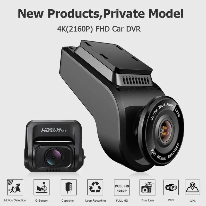 VODOOL 4 K 2160 P Ultra HD gps WiFi Автомобильный видеорегистратор с камерой заднего вида 1080 P с двумя линзами для вождения видеорегистратор ночного видения