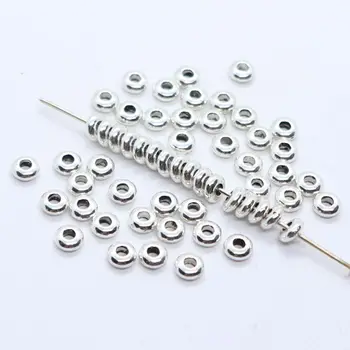 

200pcs Tibetan Gold/Silver Oblate Charm Loose Spacer Beads DIY Bracelets Jewelry Findings 2x4.5mm