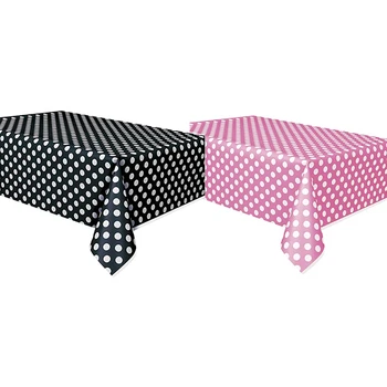 

5pcs/ lot Black & Pink Polka Dots Tablecloth Party Decoration Table Covers Birthday Table Cloth Plastic Tablecloth