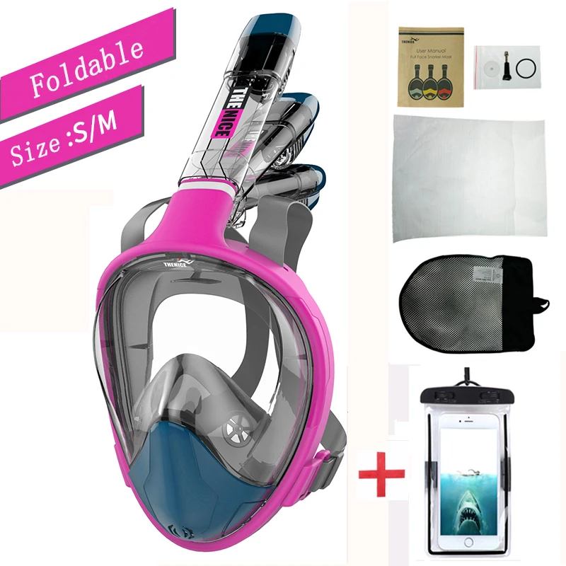 Full Face Swimming Snorkel Mask Folding Antifog Scuba Mask Underwater