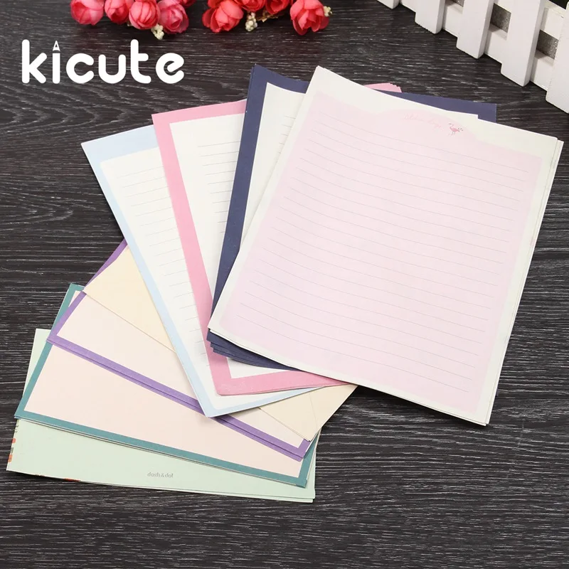 Kicute 4 простыни Детские Письмо бумага и 2 шт. конверты 1 компл.. Забавный цветок животных Набор для писем письма комплект офисные школьные