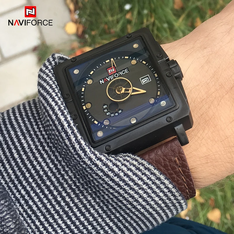 Naviforce большой циферблат Для мужчин Спортивные часы моды кварцевые Мужчин's