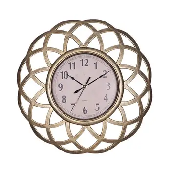 

Vintage Dial Clock European Hollowed-out Silent Clock 3D Large Decorative Wall Clock for Living Room Bedroom Kitchen(Golden)