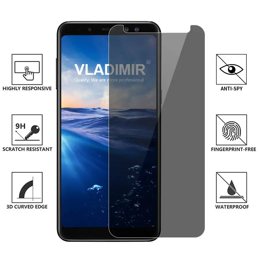 Владимир анти шпион надежное закаленное стекло для Samsung Galaxy A8 плюс 2018 A3 A5 A7 2017 Анти