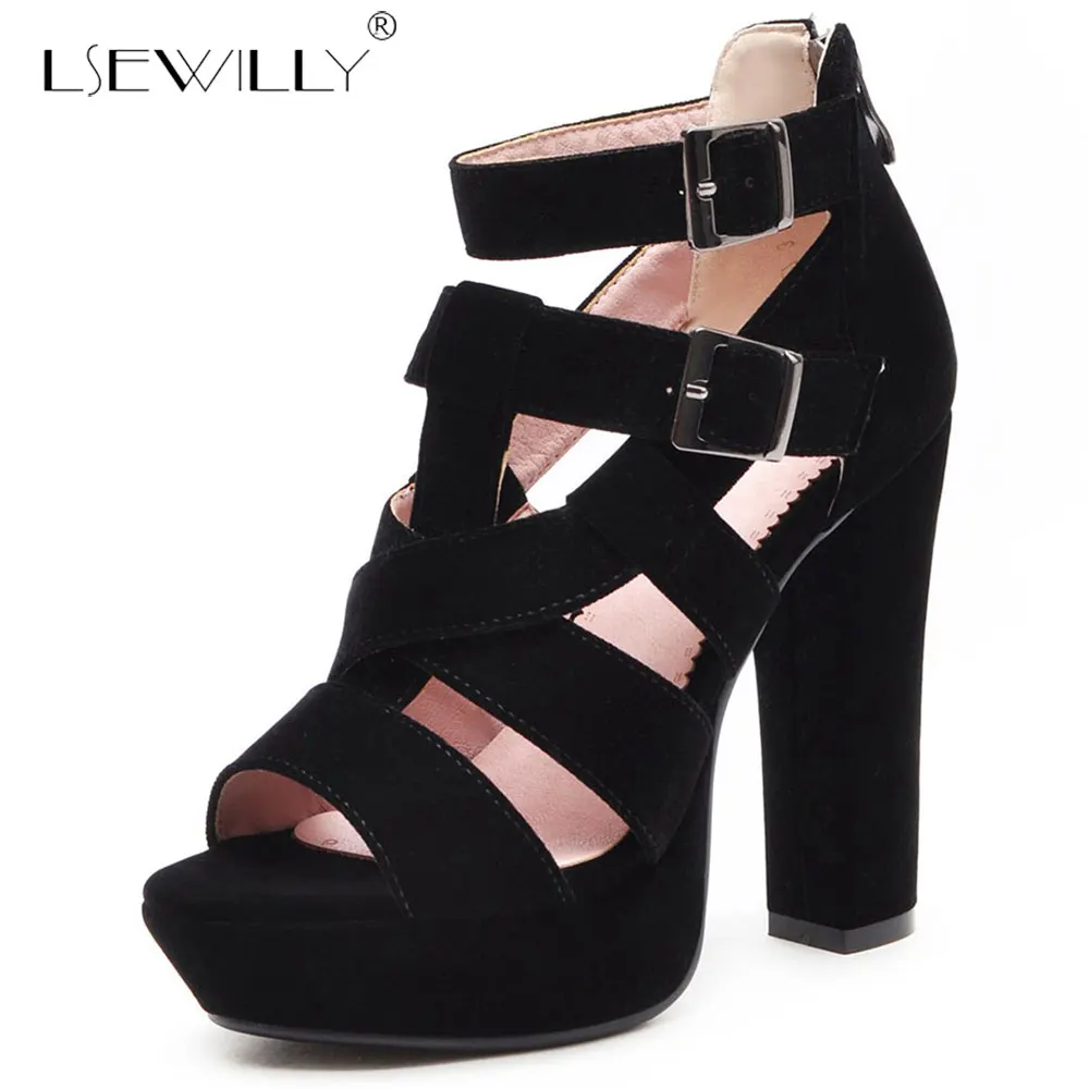 

Lsewilly Women Sandals New Sexy High Heel Gladiator Sandals Thick Heels Ladies Fashion Solid Color Sexy Peep Toe Sandals E768