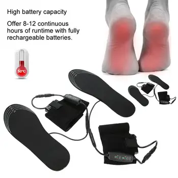 

Rechargeable Heating Insoles 3 Levels Temperature Adjustable Cut-to-Fit 8-12Hours Warming Time Braces Support