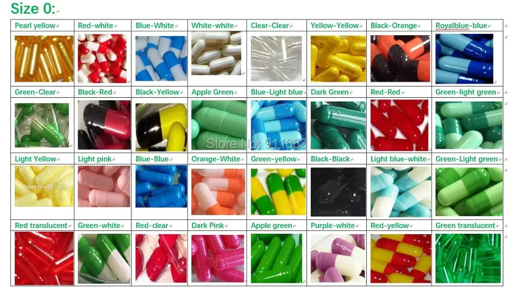

0# 100pcs !All Kinds Of Colored Empty Capsules,gelatin empty capsules size 0 (joined or seperated capsules available! )