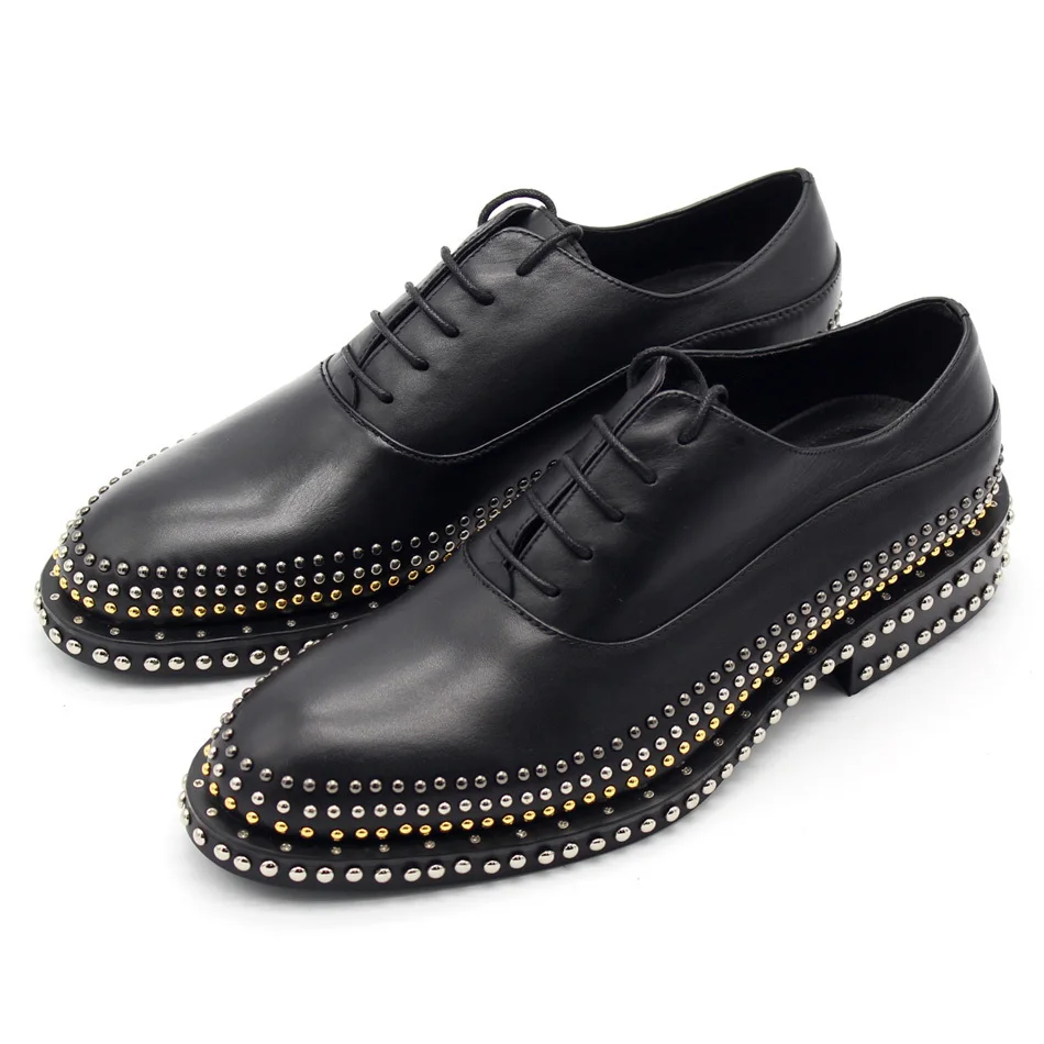 2018 Formal Estilo Cuero Vaca Oxford Hombres Oxfords Primavera Nuevo Negocios Remaches Los Zapatos Otoño De Genuino Punk pqn4prPO
