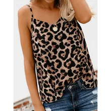 Женские летние леопардовые Топики, сексуальные топы на бретельках, Женские повседневные топы с высокой талией