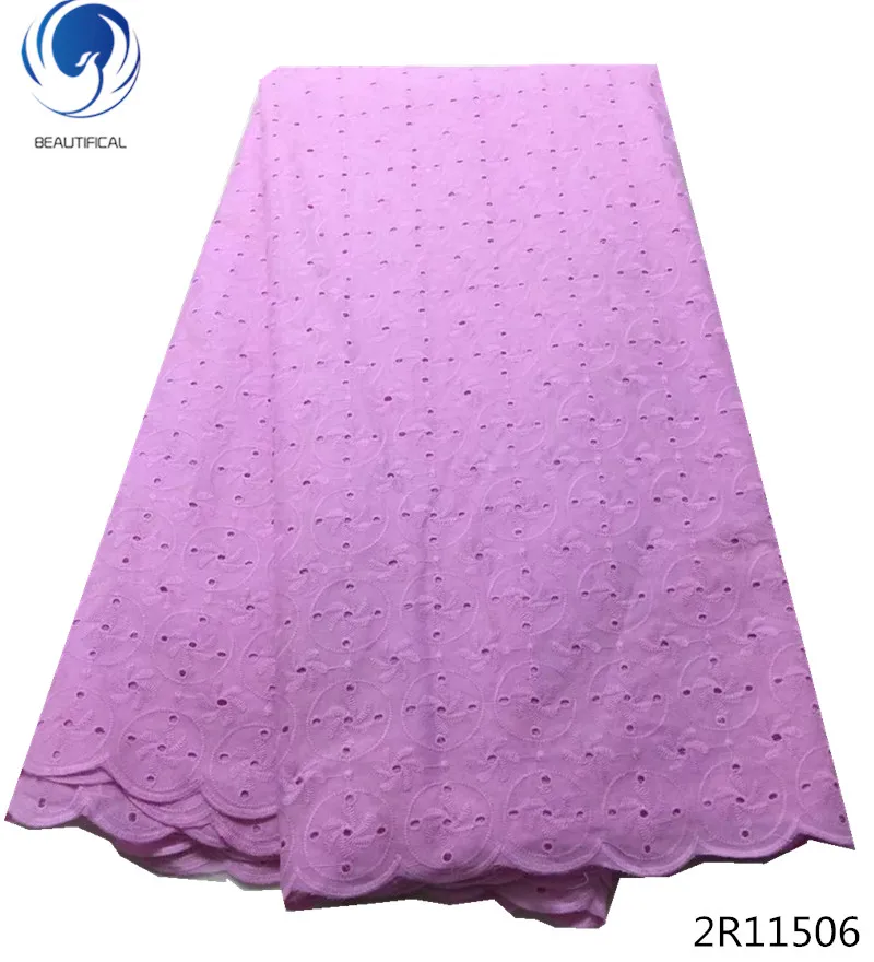 

Beautifical african swiss voile lace high quality lace fabric nigerian lace fabrics purple 5 yards/lot dresses design 2R115