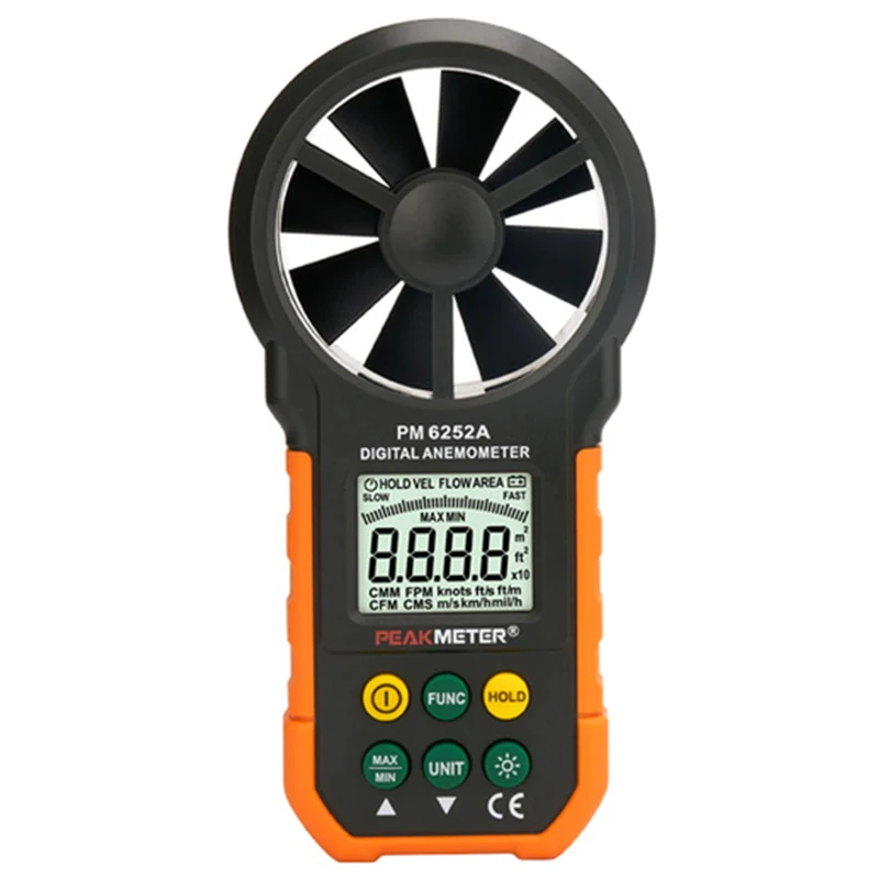 

PEAKMETER PM6252A Digital Anemometer Wind Speed Air Volume Measuring Meter PM6252A 30m/s LCD Display
