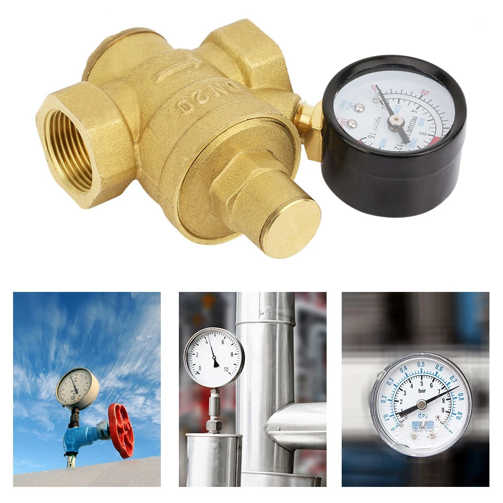 DN20 1.6Mpa Регулируемая Латунь Вода Давление регулятор с датчиком метр латунь