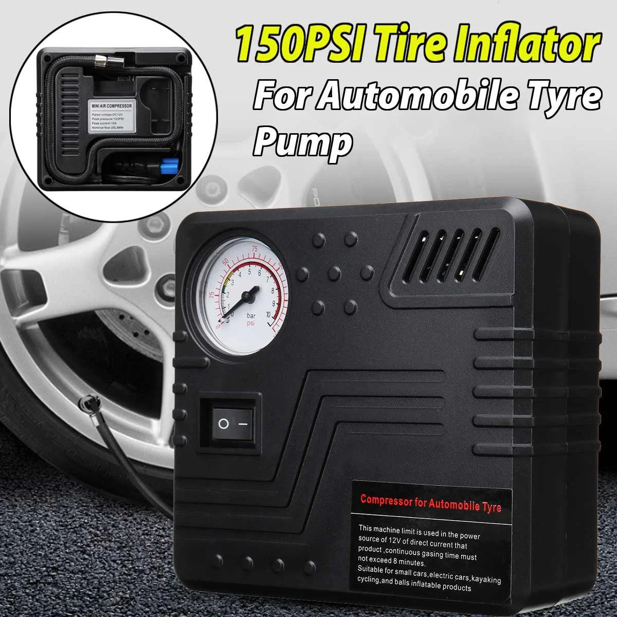 

12V Mini Air Compressor for Automobile Tyre Pump Emergency Start-Up Power Supply Pump EC5 Interface Car Battery Air Filling Pump