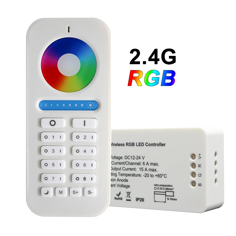Контроллер RGB 2 4G 12 в пост. Тока/24 Тока с регулировкой цвета и яркости для