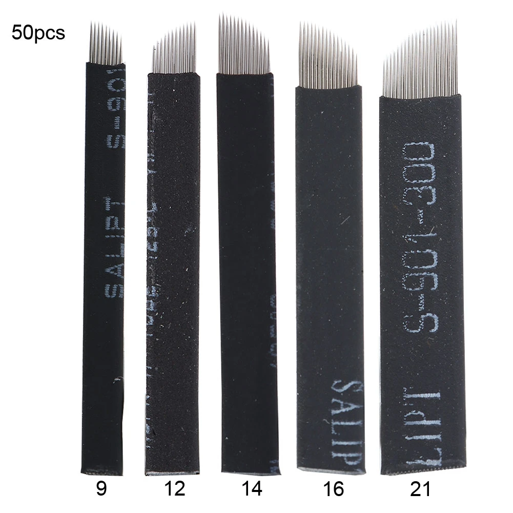 50 шт Microblading иглы для бровей Eye татуировка губ иглы 9/12/14/16/21-е пины для татуировки