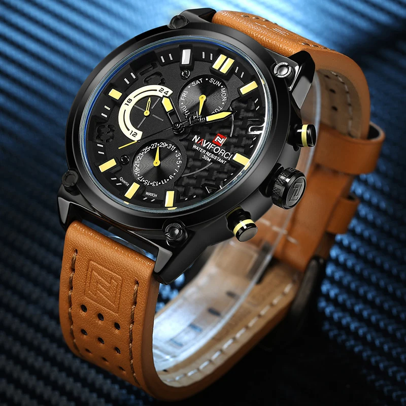Мужские спортивные часы NAVIFORCE роскошные брендовые кварцевые с ремешком из