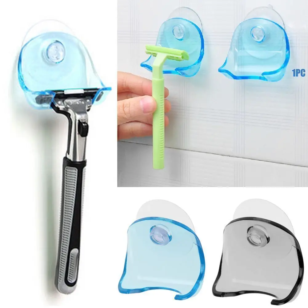 

1piece Clear Blue Plastic Super Suction Cup Razor Rack Bathroom Razor Holder Suction Cup Shaver Storage Rack Promotion