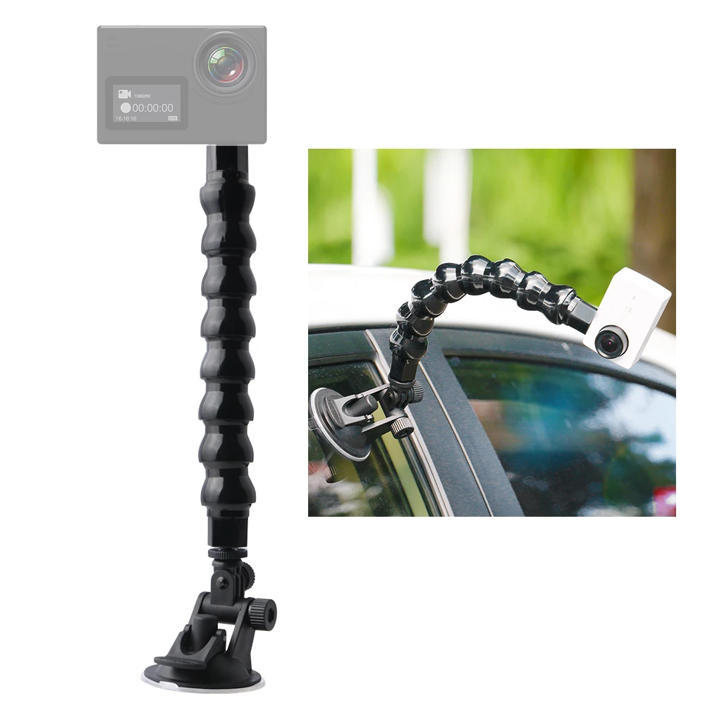 

Suction Cup Car Mount Camera Holder Stand Adjustable Flexible Neck Arm Tube with 1/4" Screw for GoPro Hero for Xiaoyi YI Cameras
