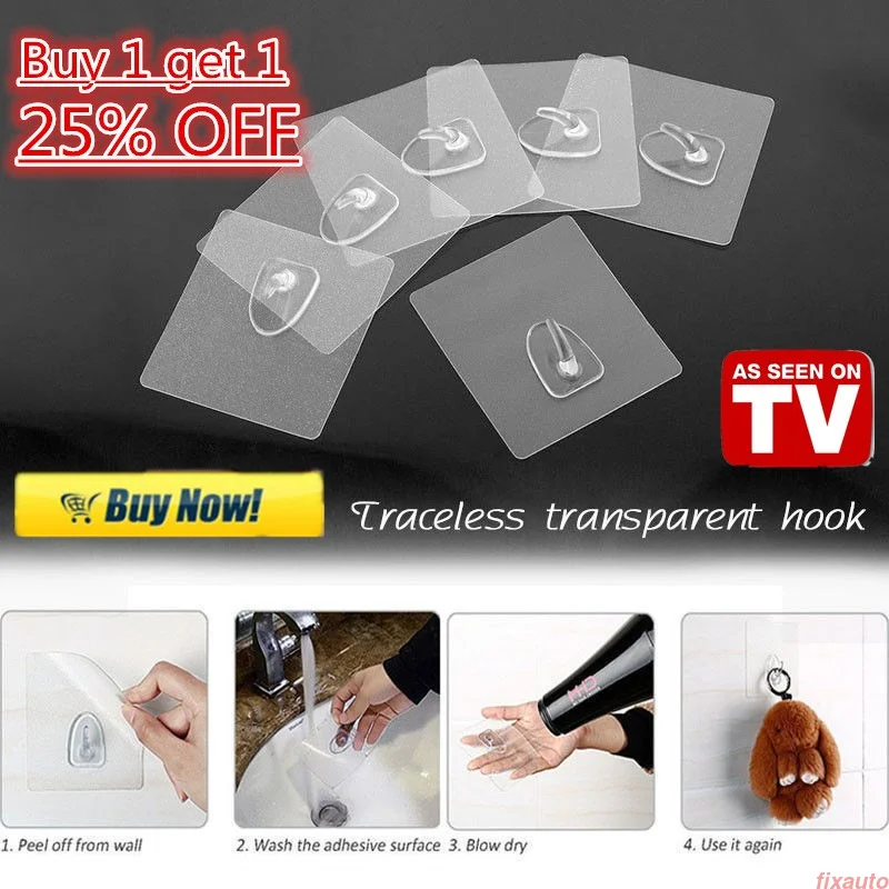 

2019 NEW Dropshipping Anti-skid Hooks Reusable Transparent Strong Sticky Traceless Waterproof Oilproof Key Purse Bag Hanger Hook