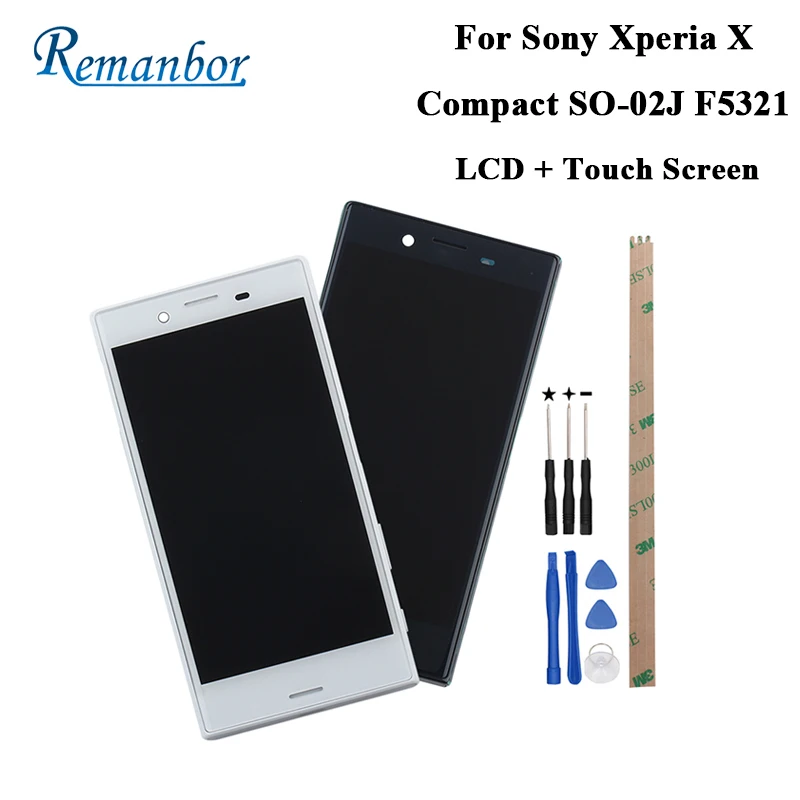 

Remanbor For Sony Xperia X Compact SO-02J F5321 LCD Display + Touch Screen With Frame 4.6'' Repair Parts + Tools + Adhesive