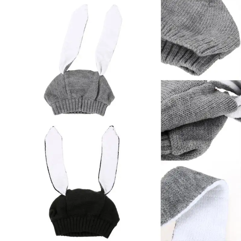 

Winter Baby Rabbit Ears Knitted Hat Solid Toddler Kids Wool Cap For Children 0-3Y Baby Winter Hats High Quality
