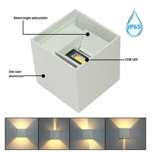 6W Waterproof Outdoor Led Wall Lamp modern Adjustable Surface Mounted wall light Cube Led Garden Porch Lights Wall Lamps