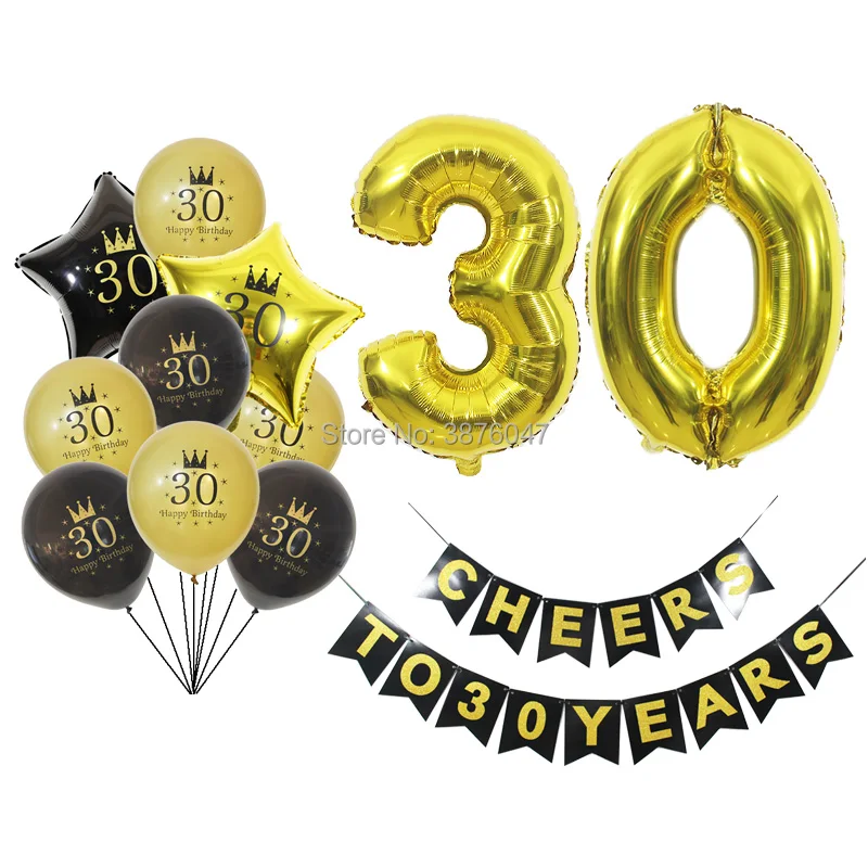 30th день рождения шары с днем ура до 30 лет баннеры anniver украшения для вечеринки