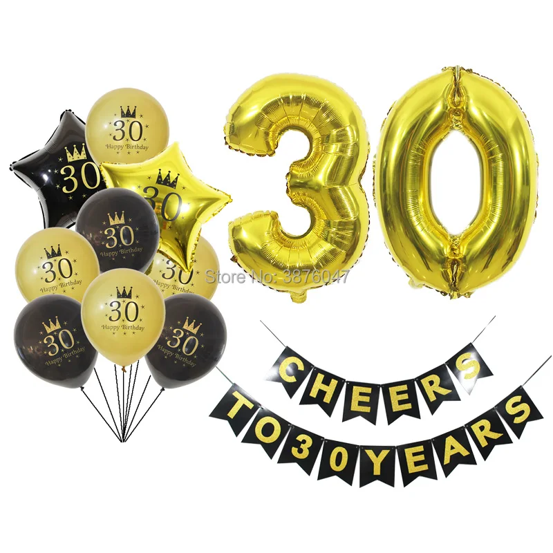 HAPPY 30 Rose Gold Silver New 3d Letters 16" Balloons Birthday 30th Party Banner 