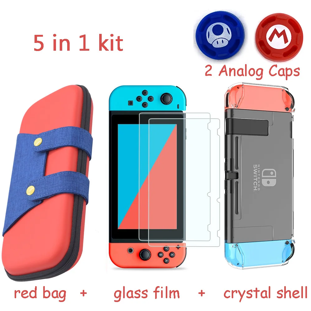  5 in 1 Gaming Console Storage Bag for Nintend Switch NS Case for Nintendo Switch +Hard Shell + Temp - 32974424385