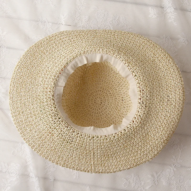 2019 ربطة القوس فيونكة حبل كاب ، كبيرة حافة السيدات قبعة صيفية من القش الشباب القبعات للنساء ، الظل الشمس شاطئ قبعات الترفيه