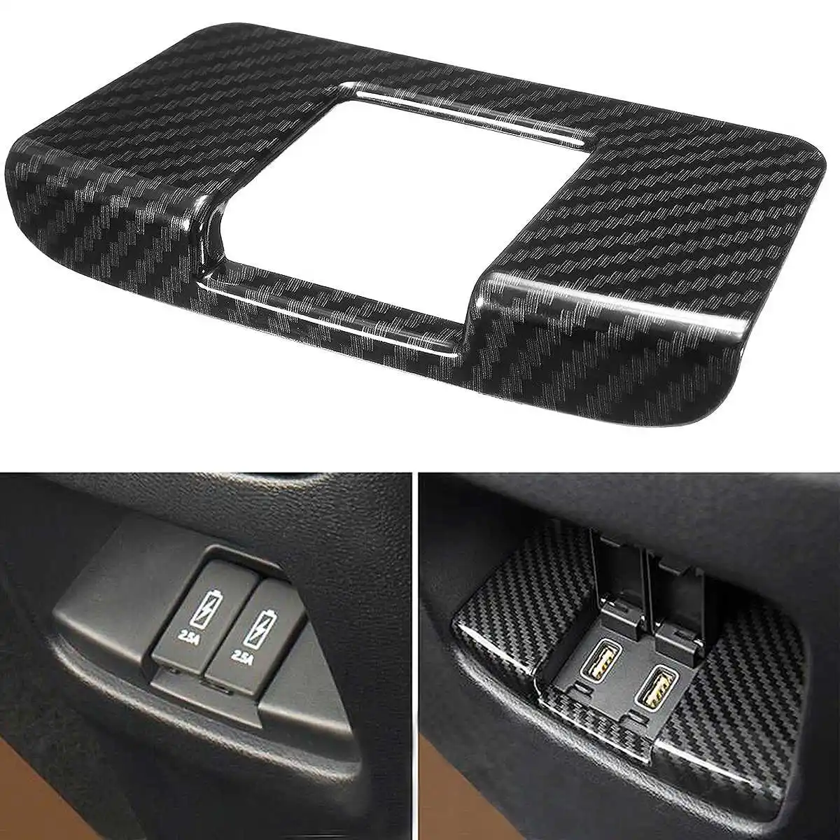 

Auto Rear Air Condition Vent USB Panel Cover Carbon fiber Look Car Interior Mouldings USB Panel Trim for Honda CRV 2017 2018